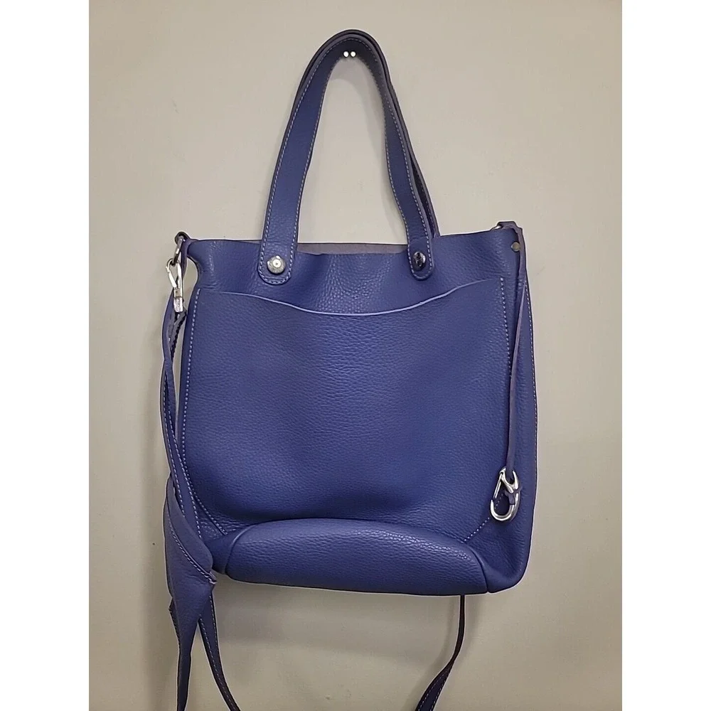 Faiez Halabi Pebbled Leather Shoulder Hobo Bag‎ Black Blue Bueno Aires